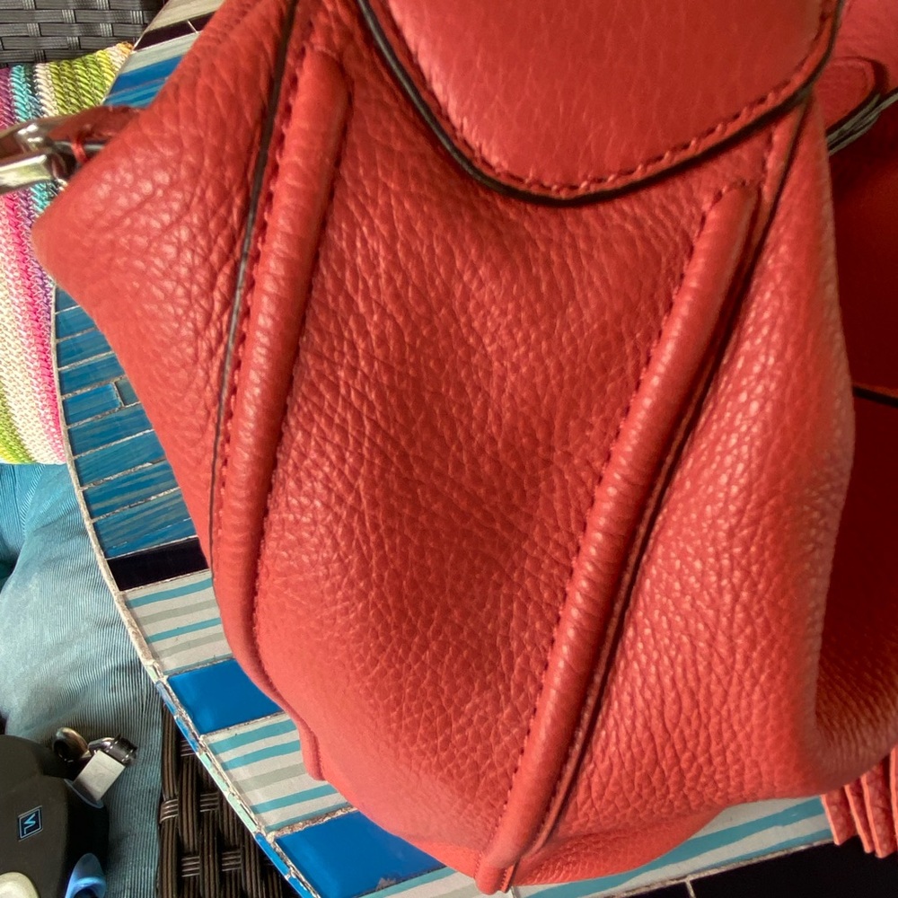 Coach Salmon Leather Shoulder Bag with Seam Detail - Picture 6 of 9